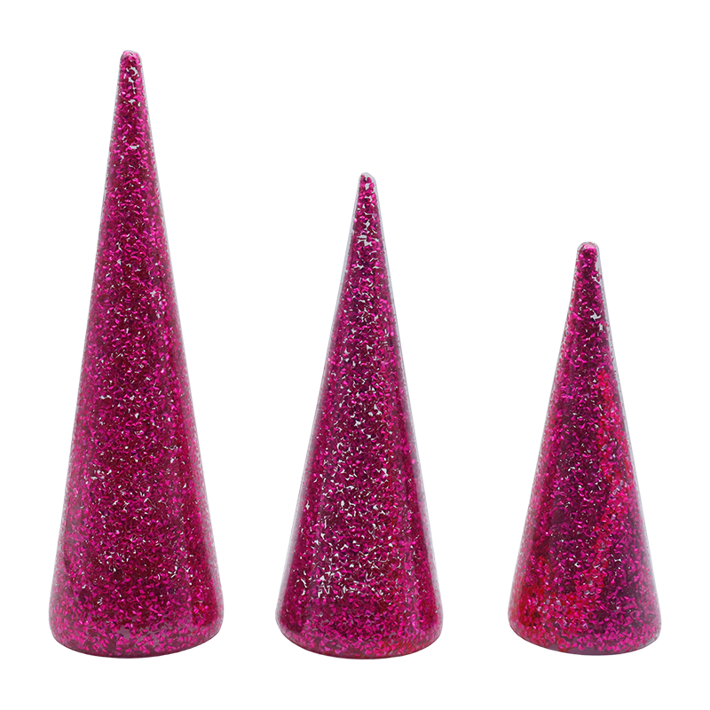 8×20/9×25/10×30cm Crann Nollag Gloine Glite 3-Píosa Socraigh le Soilse faoi stiúir Insuite