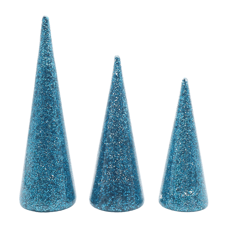 8×20/9×25/10×30cm Crann Nollag Gloine Glite 3-Píosa Socraigh le Soilse faoi stiúir Insuite