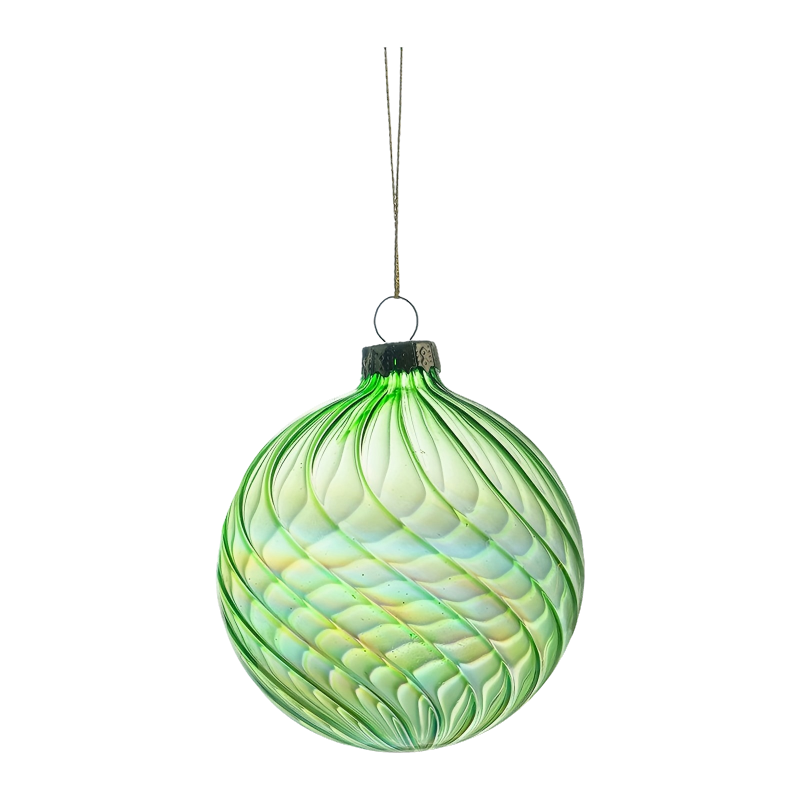 Liathróid Bauble Gloine Nollag Gloine Nollag 8cm Swirl Iridescent
