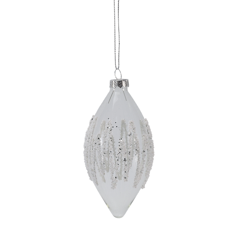 8cm Icicle Beaded Clear Nollag Ornáide liathróid ghloine (Aonair / Sraith de 3)
