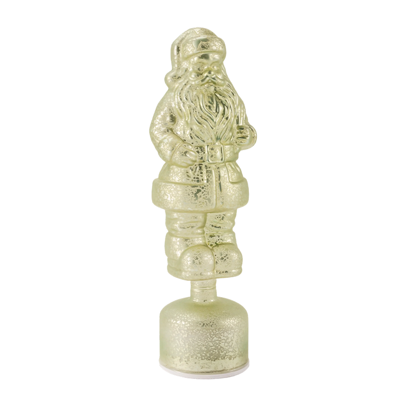 Figiúr Daidí na Nollag Gloine Mearcair Seanré (Dearg / Airgid / Críoch Glas Éadrom)