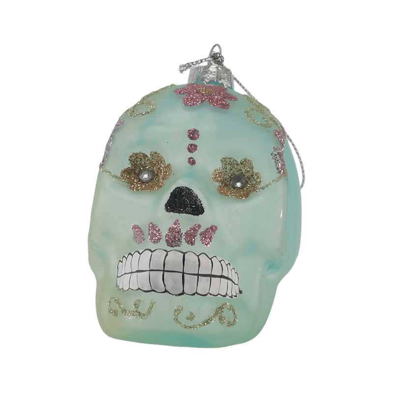 Decor Skull Iridescent / Siúcra Skull Set Ornáide Gloine