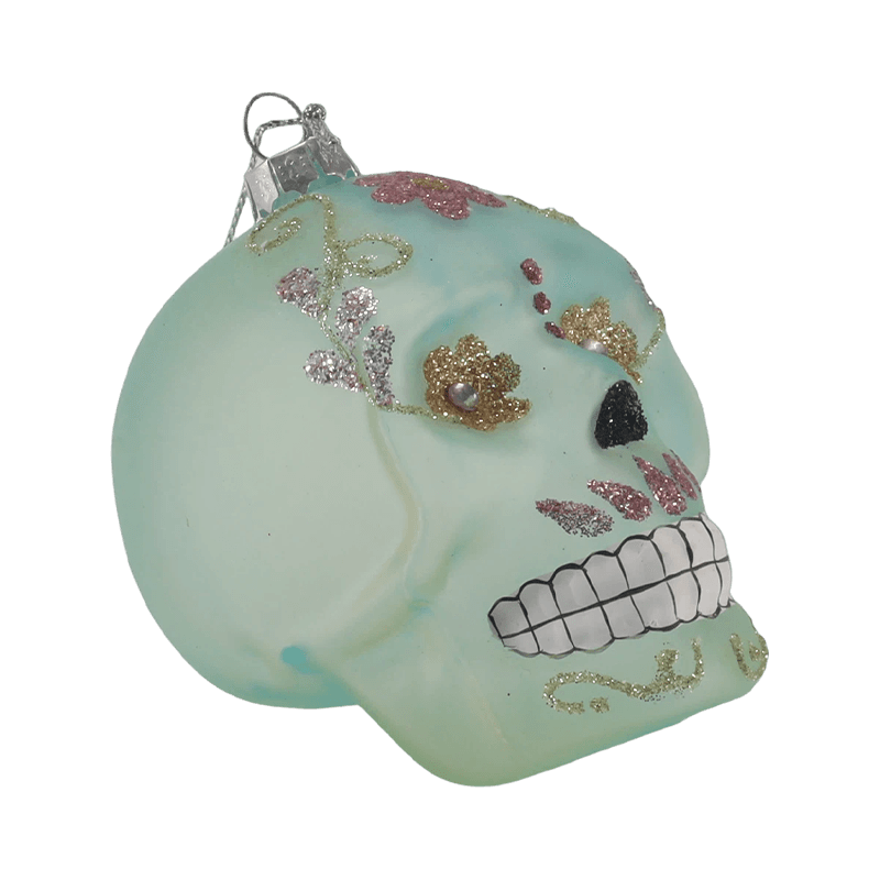 Decor Skull Iridescent / Siúcra Skull Set Ornáide Gloine