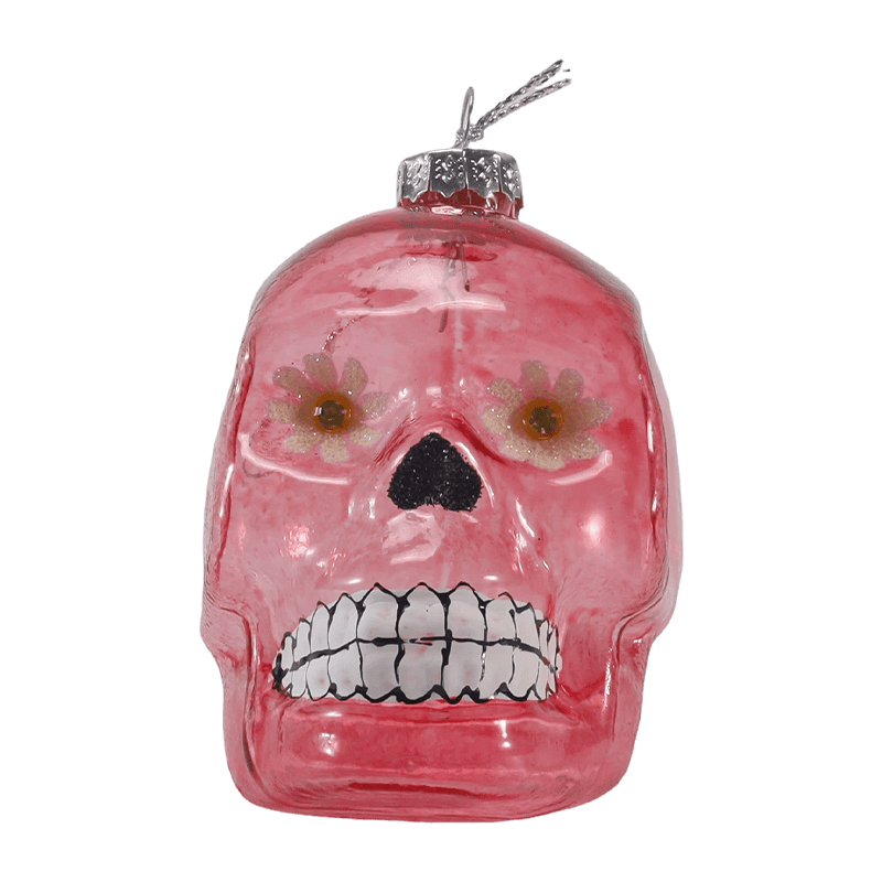 Decor Skull Iridescent / Siúcra Skull Set Ornáide Gloine