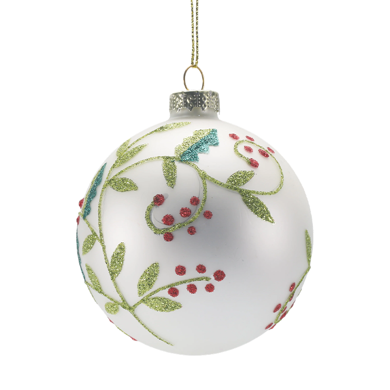 888 cm Gloine Hand-Séidte Bauble Nollag
