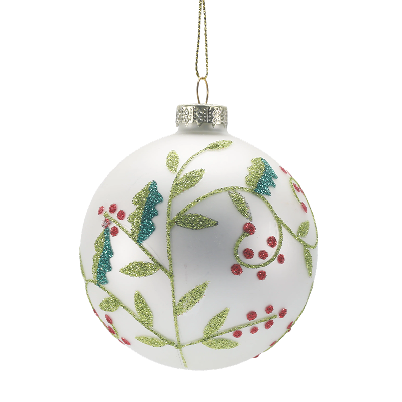 888 cm Gloine Hand-Séidte Bauble Nollag