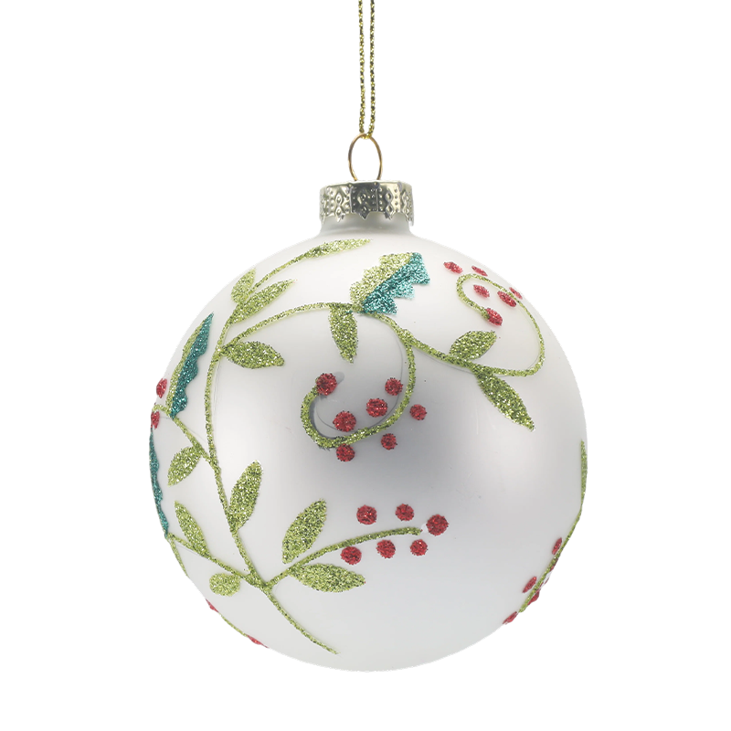 888 cm Gloine Hand-Séidte Bauble Nollag