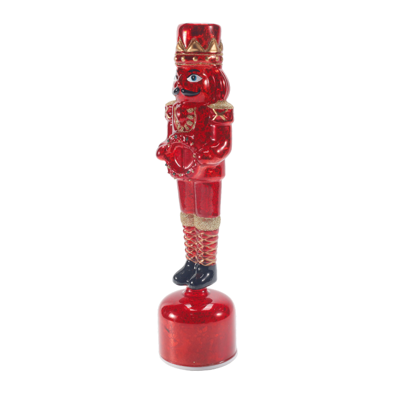 Sealbhóir Coinnle Nutcracker Gloine Mearcair Hand-Séidte