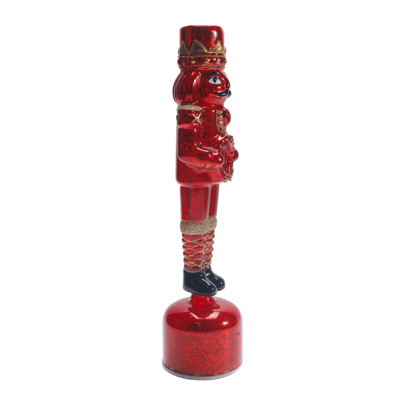 Sealbhóir Coinnle Nutcracker Gloine Mearcair Hand-Séidte