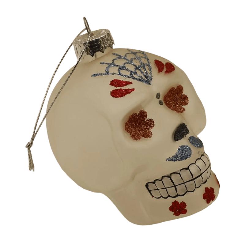 8*9cm Hand-phéinteáil Oíche Shamhna Ornáid Cloigeann Gloine