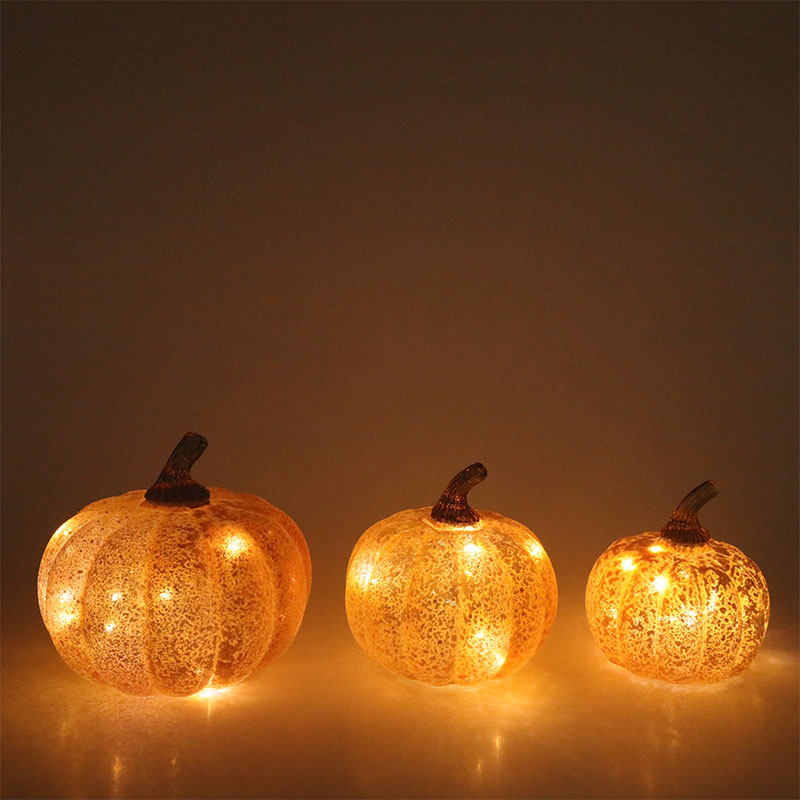10*11.5cm &12*15cm Oíche Shamhna Lampa Pumpkin Gloine faoi stiúir Ornáid bharrchláir