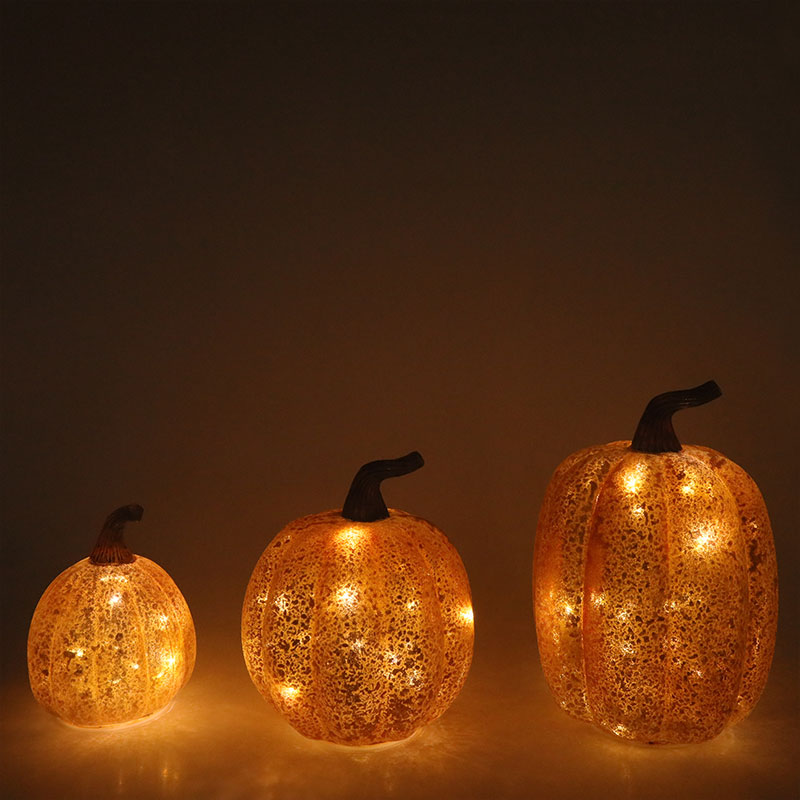 10*11.5cm &12*15cm Oíche Shamhna Lampa Pumpkin Gloine faoi stiúir Ornáid bharrchláir